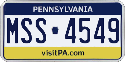 PA license plate MSS4549