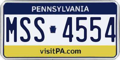 PA license plate MSS4554