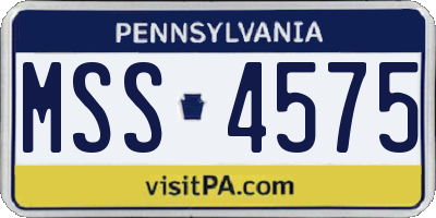 PA license plate MSS4575