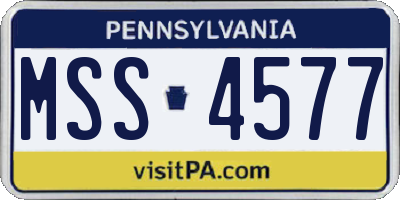 PA license plate MSS4577