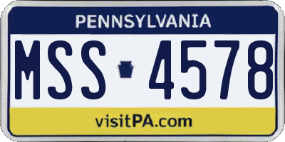 PA license plate MSS4578