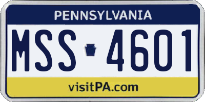 PA license plate MSS4601