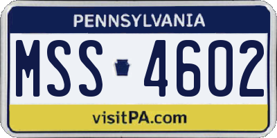 PA license plate MSS4602