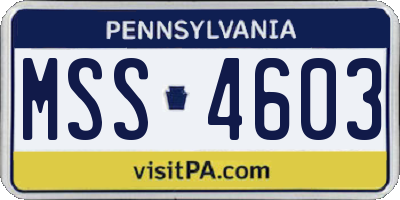 PA license plate MSS4603
