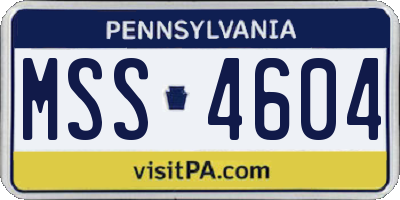 PA license plate MSS4604