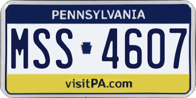 PA license plate MSS4607