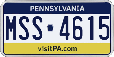 PA license plate MSS4615
