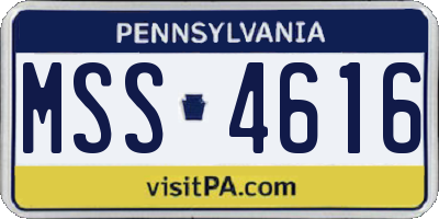 PA license plate MSS4616