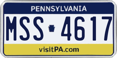 PA license plate MSS4617