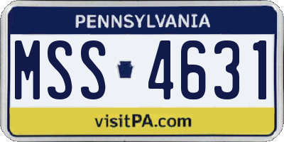 PA license plate MSS4631