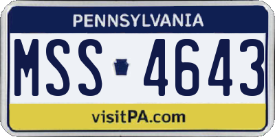PA license plate MSS4643