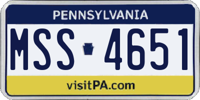 PA license plate MSS4651