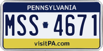 PA license plate MSS4671