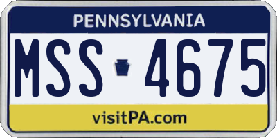 PA license plate MSS4675