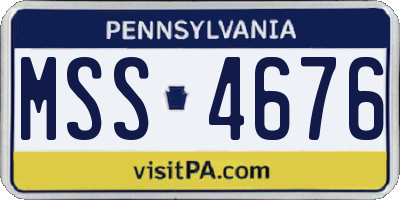 PA license plate MSS4676