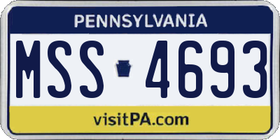 PA license plate MSS4693