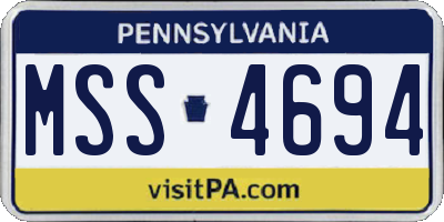 PA license plate MSS4694
