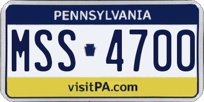 PA license plate MSS4700