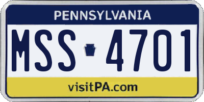 PA license plate MSS4701