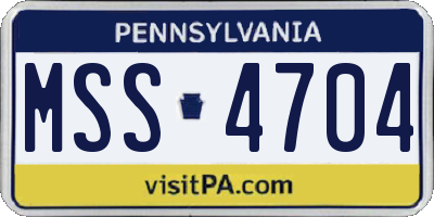 PA license plate MSS4704
