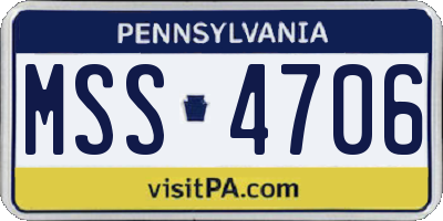 PA license plate MSS4706