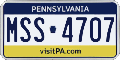 PA license plate MSS4707
