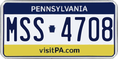PA license plate MSS4708
