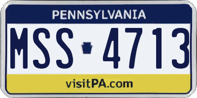 PA license plate MSS4713