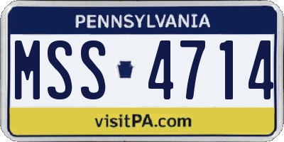 PA license plate MSS4714