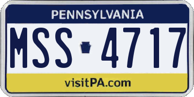 PA license plate MSS4717