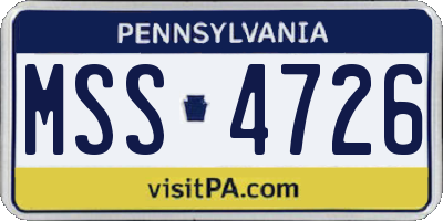 PA license plate MSS4726