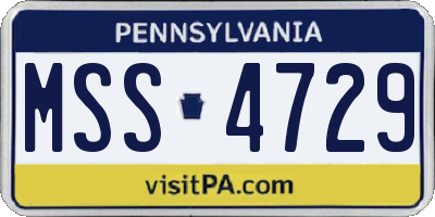 PA license plate MSS4729