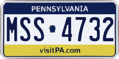 PA license plate MSS4732
