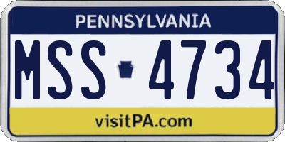 PA license plate MSS4734