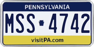 PA license plate MSS4742