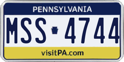 PA license plate MSS4744
