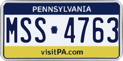 PA license plate MSS4763