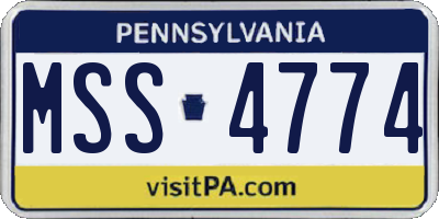 PA license plate MSS4774