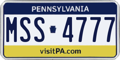 PA license plate MSS4777