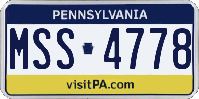 PA license plate MSS4778