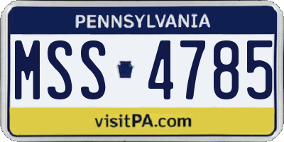 PA license plate MSS4785