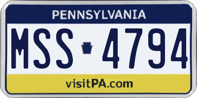PA license plate MSS4794