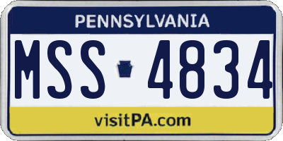 PA license plate MSS4834