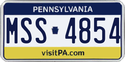 PA license plate MSS4854