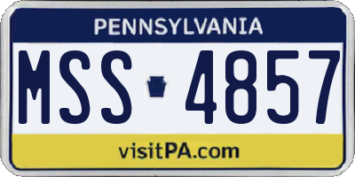 PA license plate MSS4857