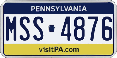 PA license plate MSS4876