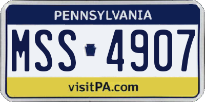PA license plate MSS4907