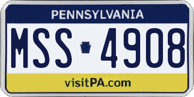 PA license plate MSS4908