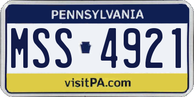 PA license plate MSS4921