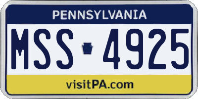 PA license plate MSS4925